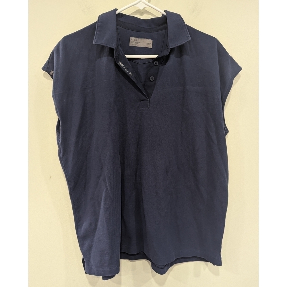 FIGS Tailored Scrubs Navy Blue Women's Polo Shirt Size Large